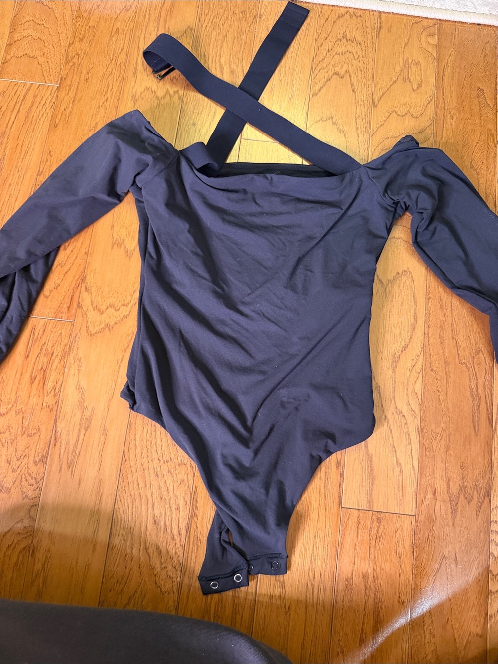 SKIMS Navy Long-Sleeve Cross-Back Bodysuit